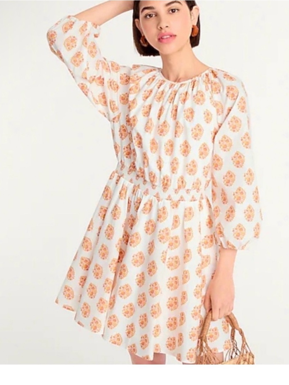 J crew smocked waist floral mini dress Floral Print boho cotton lined sz s